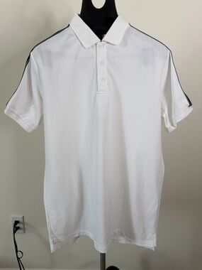 Burberry White Polo with Black Shoulder Stripes